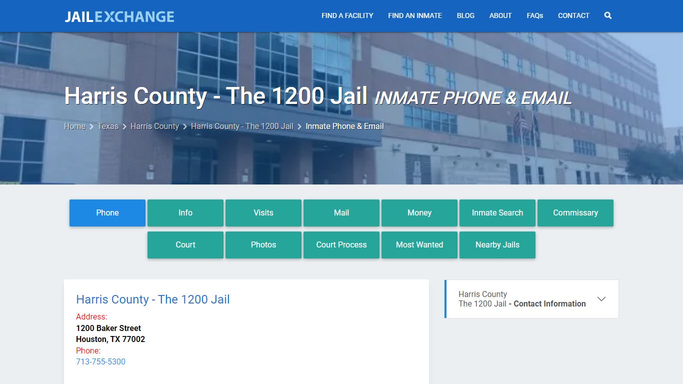 Inmate Phone - Harris County - The 1200 Jail, TX - Jail Exchange